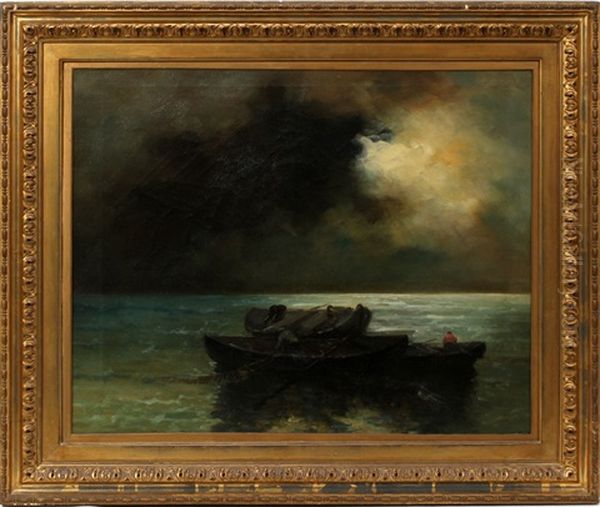 Seascape With Fishermen Oil Painting by Louis Leloir