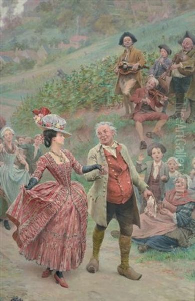 Les Vendanges Oil Painting by Maurice Leloir