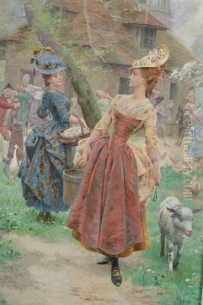 Fete Galante Au Hameau De La Reine Oil Painting by Maurice Leloir