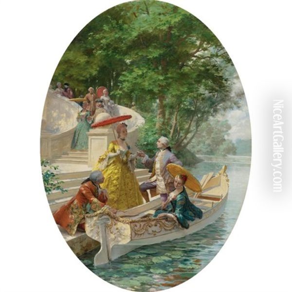 The Boating Party Oil Painting by Maurice Leloir