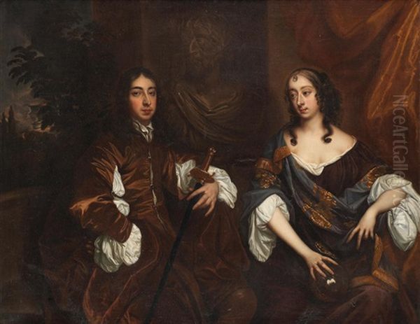 A Double Portrait Of Arthur Capel, 1st Earl Of Essex And Elizabeth, Countess Of Essex Oil Painting by Sir Peter Lely