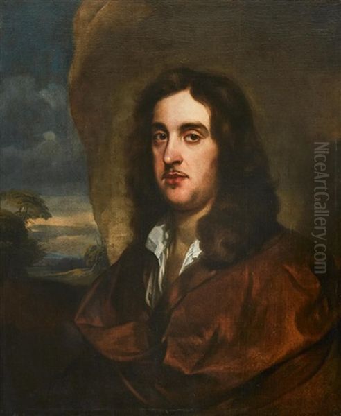 Portrait Of A Noble Man In A Landscape Oil Painting by Sir Peter Lely