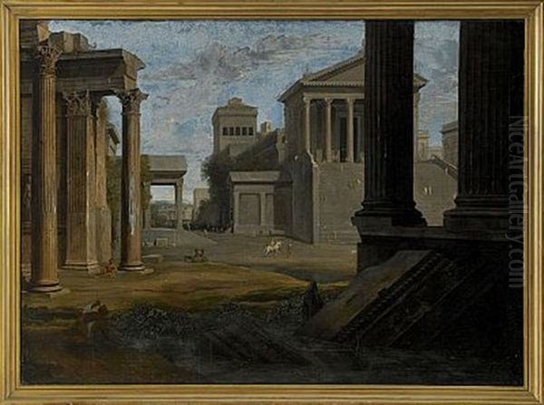 Antik Stadsvy Oil Painting by Jean (Lemaire-Poussin) Lemaire