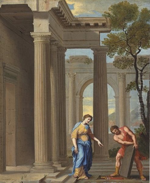 Theseus Discovering His Father's Sword Oil Painting by Jean (Lemaire-Poussin) Lemaire