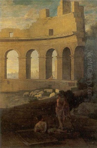 Caprice Architectural Anime De Personnages Oil Painting by Jean (Lemaire-Poussin) Lemaire