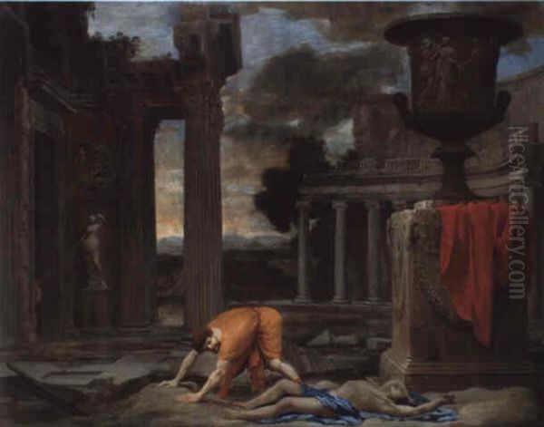 Moise Enterrant L'egyptien Oil Painting by Jean (Lemaire-Poussin) Lemaire