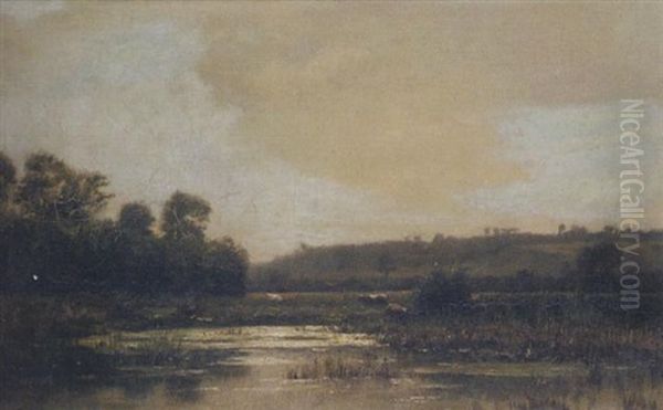 Vaches En Bord D'etang Oil Painting by Louis Marie Lemaire