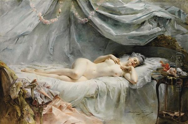 Le Sommeil De Manon Oil Painting by Madeleine Jeanne Lemaire