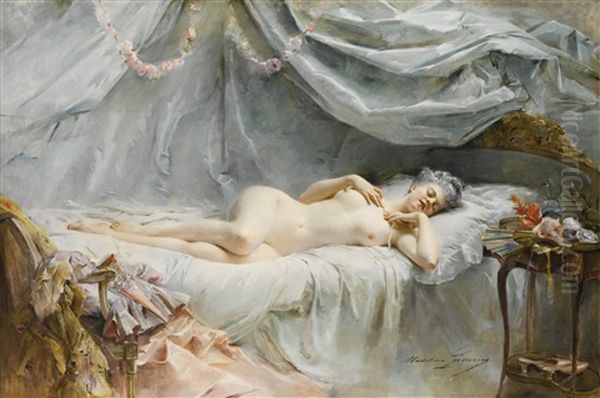 Le Sommeil De Manon Oil Painting by Madeleine Jeanne Lemaire