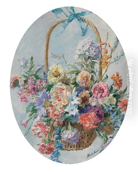 Zwei Blumenstucke Oil Painting by Madeleine Jeanne Lemaire