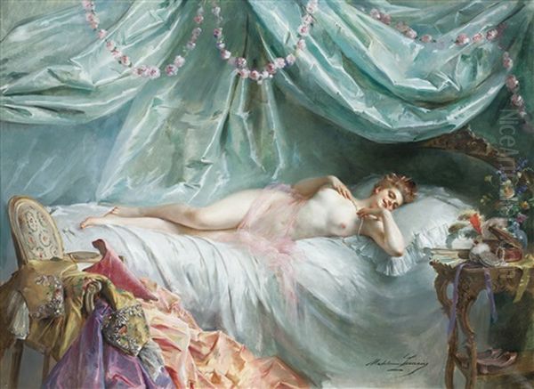 Le Sommeil De Manon Oil Painting by Madeleine Jeanne Lemaire