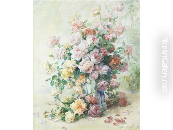 A Still Life Of Roses Oil Painting by Madeleine Jeanne Lemaire