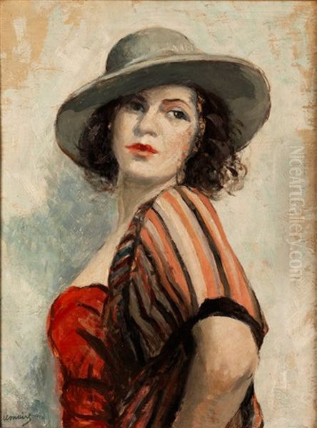 Portrait Einer Dame Mit Hut Oil Painting by Madeleine Jeanne Lemaire