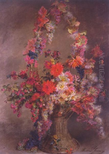 An Autumn Basket Oil Painting by Madeleine Jeanne Lemaire