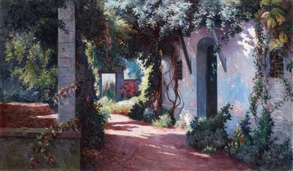 Maison Mauresque A Alger Oil Painting by Gustave Lemaitre