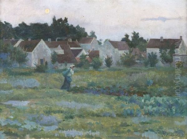 Paysanne Sous Un Clair De Lune, Montigny-sur-loing Oil Painting by Gustave Lemaitre