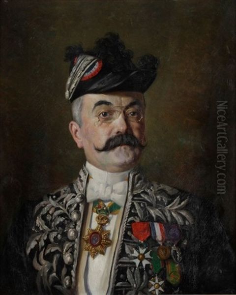 Arthur Rostaing, Prefet D'alger, Avec Ses Decorations Oil Painting by Gustave Lemaitre