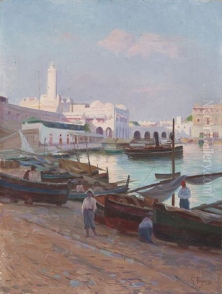 Le Port D'alger Oil Painting by Gustave Lemaitre