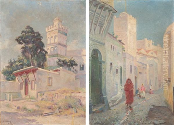 Rue Sidi Ramdan (2 Works) Oil Painting by Gustave Lemaitre