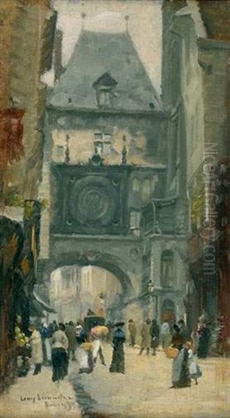 Rouen, Le Gros Horloge Oil Painting by Leon Jules Lemaitre