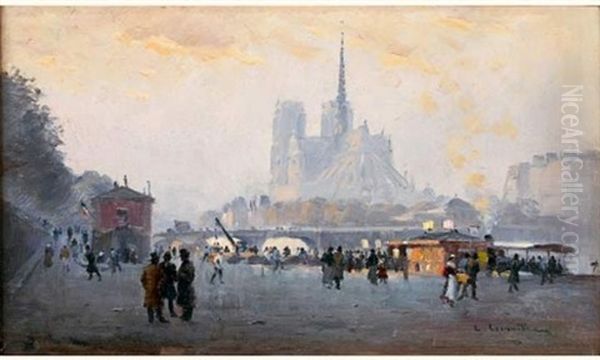 Notre-dame Oil Painting by Leon Jules Lemaitre