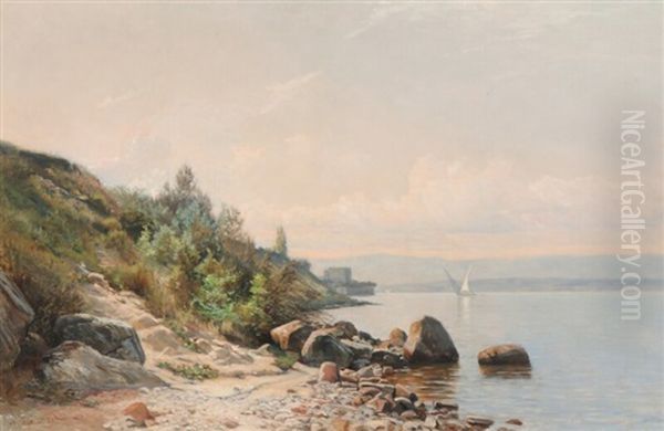 Scenery From Lake Geneva Oil Painting by Nathanael Lemaitre