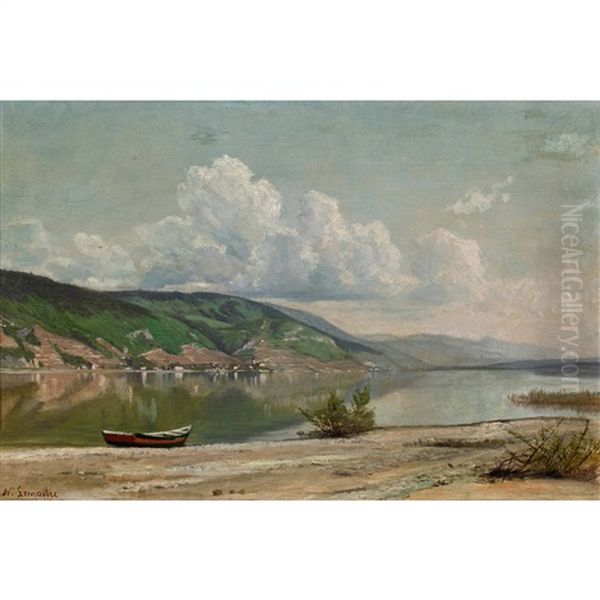 Vue Prise De L'ile St-pierre Oil Painting by Nathanael Lemaitre