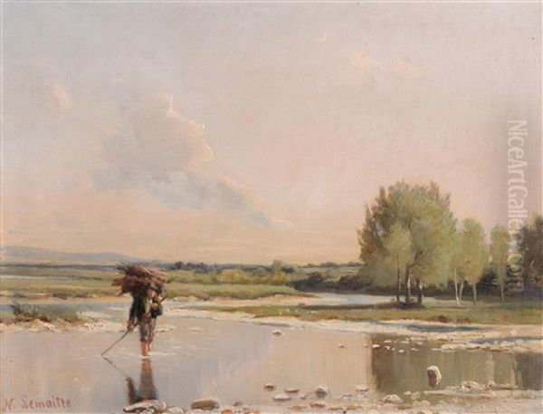 Landschaft Mit Reisigsammler Oil Painting by Nathanael Lemaitre