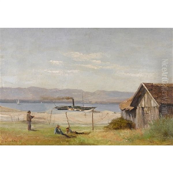 Fischernetze Am Genfersee Oil Painting by Nathanael Lemaitre