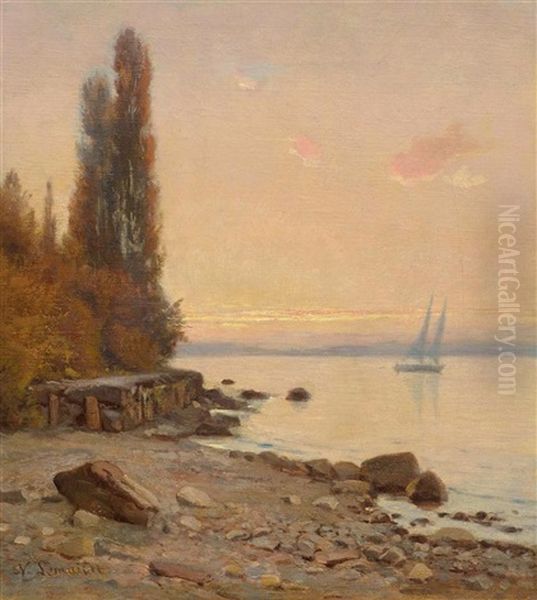 Ufer Am Genfersee Oil Painting by Nathanael Lemaitre