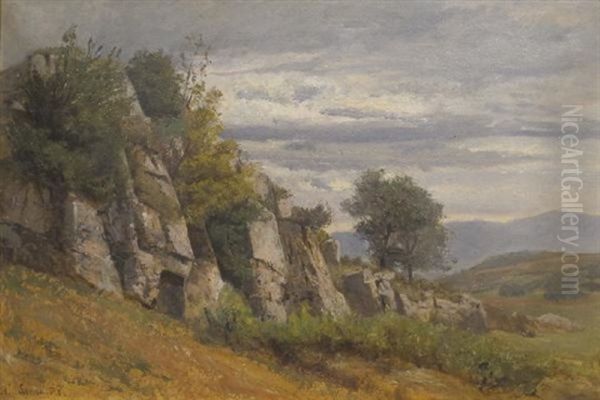 Paysage De Garrigue Oil Painting by Nathanael Lemaitre