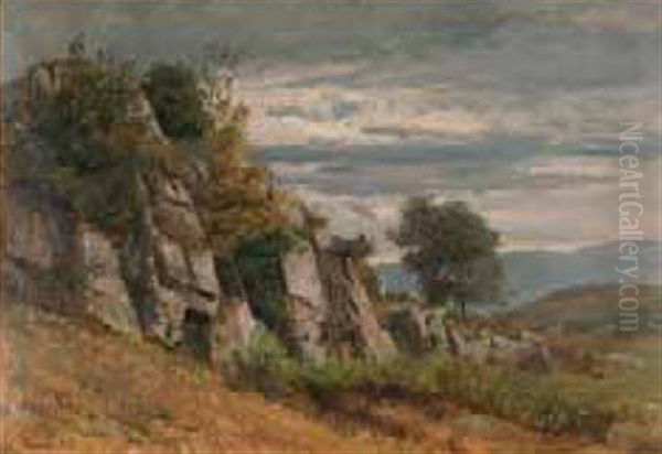 Paysage Et Rochers Oil Painting by Nathanael Lemaitre