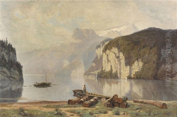 Blick Von Brunnen Auf Den Urnersee Oil Painting by Nathanael Lemaitre