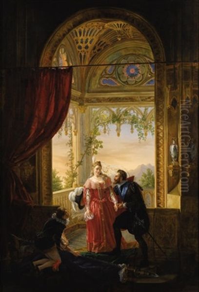 Henri Iv And His Mistress Oil Painting by Louis Nicolas Lemasle