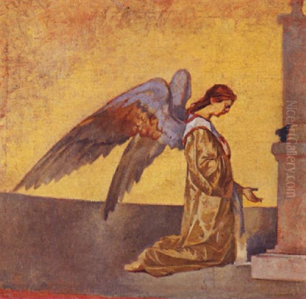 Angel Oil Painting by Polychronis Lembessis