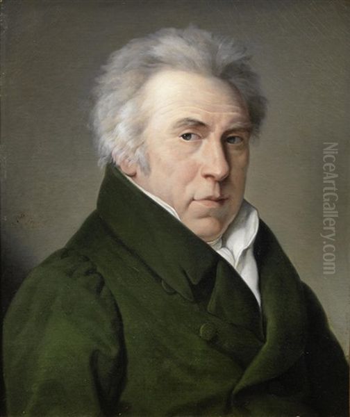 Portrait Of A Gentleman, Bust-length, In A Green Coat Oil Painting by Sophie Lemire