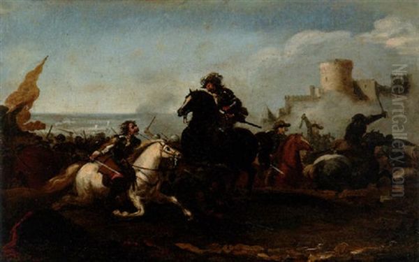 Bataljscen Oil Painting by Johann Philipp Lemke