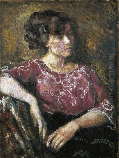 Young Woman, Seated (1911) Oil Painting by Georges Lemmen