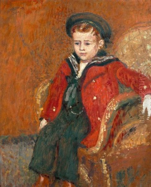 Garconnet Au Manteau Rouge Oil Painting by Georges Lemmen