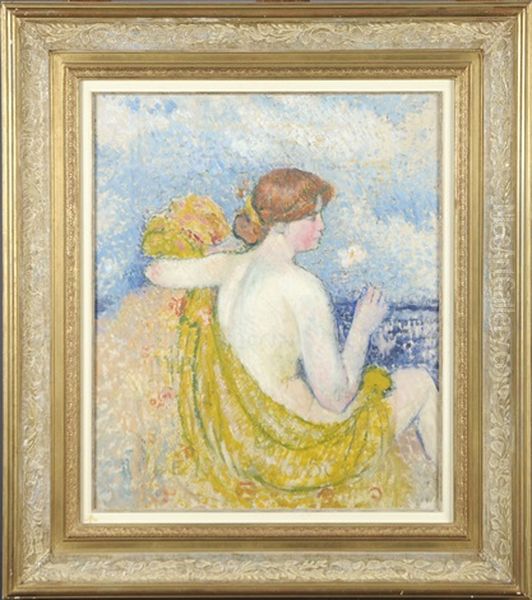 Femme A La Fleur (recto-verso) Oil Painting by Georges Lemmen