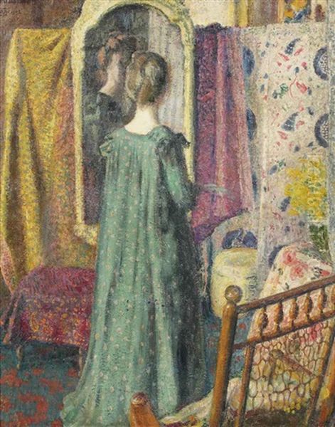 Lady In Front Of A Mirror Oil Painting by Georges Lemmen