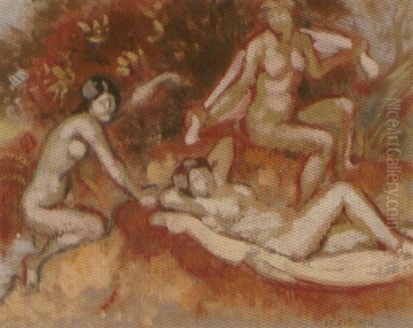 Baadsters - Baigneuses Oil Painting by Georges Lemmen