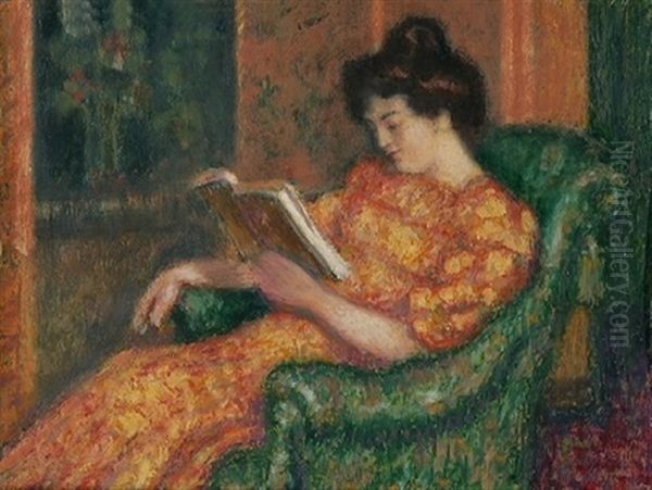 Jeune Femme A La Lecture Oil Painting by Georges Lemmen