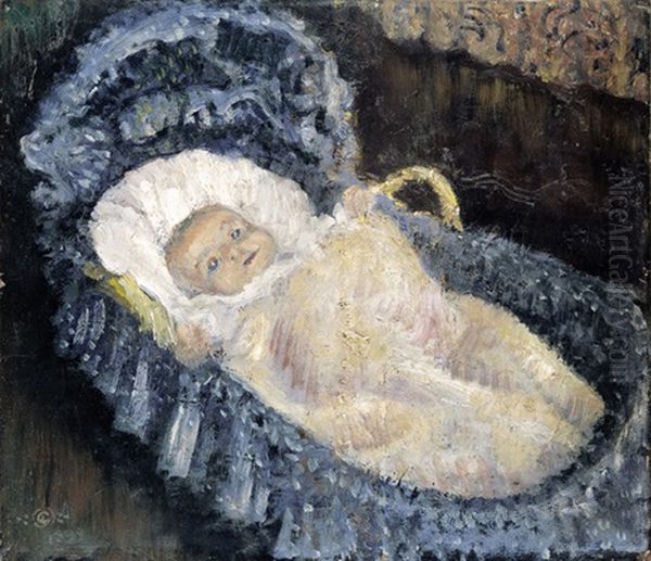 Enfant Au Berceau Oil Painting by Georges Lemmen