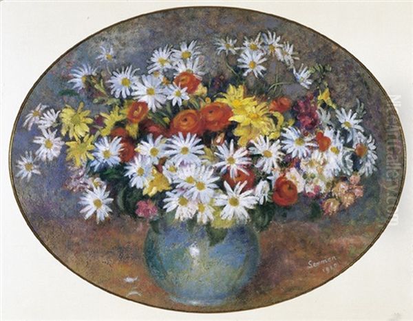 Blauwe Vaas Met Bloemen Oil Painting by Georges Lemmen