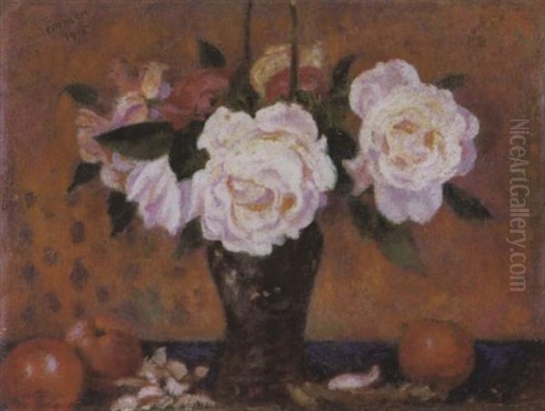 Nature Morte Aux Roses Oil Painting by Georges Lemmen