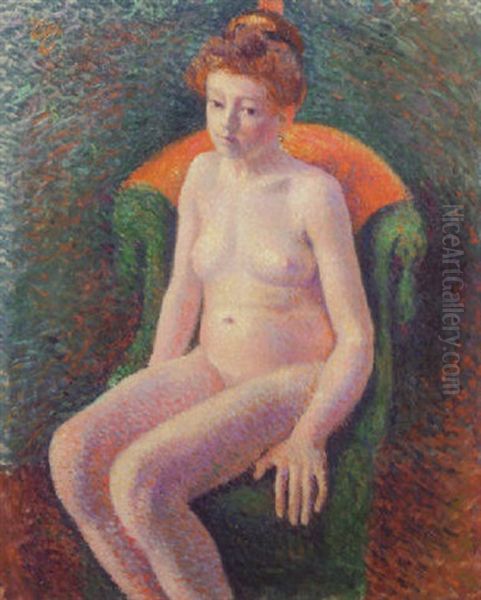 Seated Nude Oil Painting by Georges Lemmen