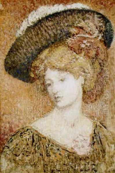 Femme Blonde Au Chapeau Oil Painting by Georges Lemmen