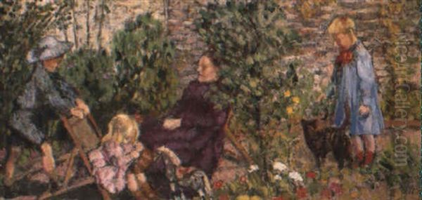 Enfants Au Jardin Oil Painting by Georges Lemmen