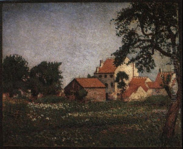 Maisons A La Hulpe Oil Painting by Georges Lemmen